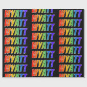 Regenboogvoornaam "WYATT"; vun en kleurrijk Cadeaupapier (Vlak)
