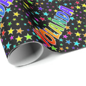 Regenboogvoornaam "YOLANDA" + sterren Cadeaupapier (Rol Hoek)