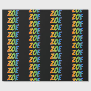 Regenboogvoornaam "ZOE"; vun en kleurrijk Cadeaupapier