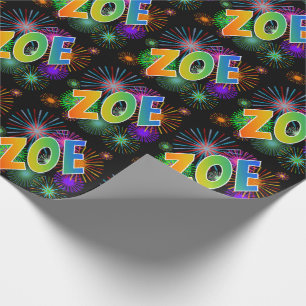 Regenboogvoornaam "ZOE" + Vuurwerk Cadeaupapier