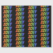 Regenboogvoornaam "ZOEY"; flauw & kleurrijk Cadeaupapier (Vlak)