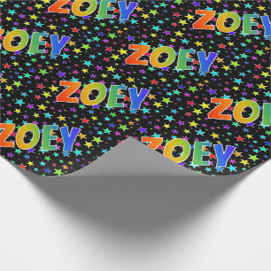 Regenboogvoornaam "ZOEY" + sterren Cadeaupapier