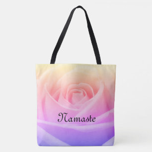 regenboogvormig Roos Namaste vormgeving Tote Bag