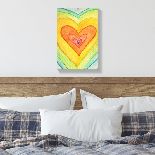 Regenboogvriendschap Hart het schilderen Druk (kle Canvas Afdruk (Insitu (Slaapkamer))