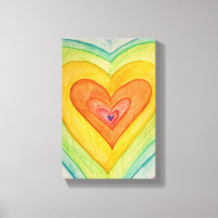 Regenboogvriendschap Hart het schilderen Druk (kle Canvas Afdruk