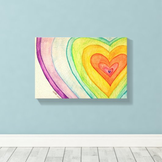 Regenboogvriendschap Hart het schilderen Druk (kle Canvas Afdruk (Insitu (Houten vloer))