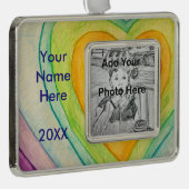 Regenboogvriendschap harten aangepaste kunstversie verzilverd omlijst ornament (Rechts)