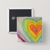 Regenboogvriendschap Harten Kunst Buttonnen of Lap Vierkante Button 5,1 Cm (Voorkant /achterkant)
