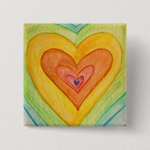 Regenboogvriendschap Harten Kunst Lapel Pins of Bu Vierkante Button 5,1 Cm