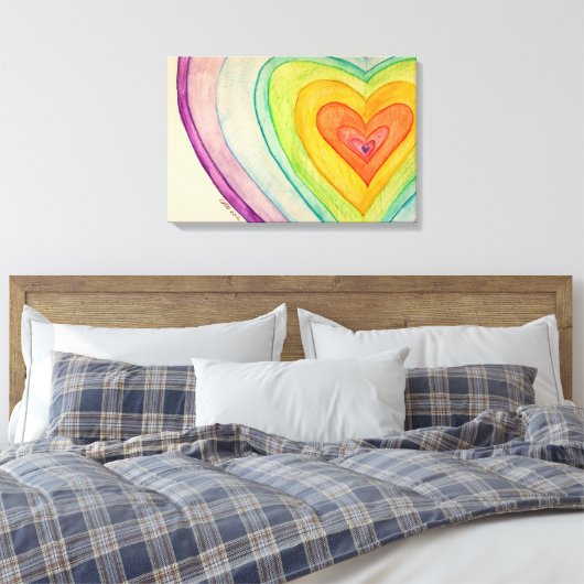 Regenboogvriendschap harten kunstschilderende Prin Canvas Afdruk (Insitu (Slaapkamer))