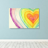 Regenboogvriendschap harten kunstschilderende Prin Canvas Afdruk (Insitu (Houten vloer))