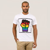 Regenboogvuist omhoog t-shirt (Voorkant volledig)