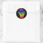 regenboogvuist ronde sticker (Tas)
