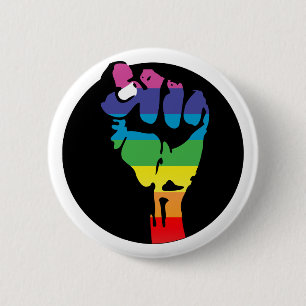 regenboogvuist van woede ronde button 5,7 cm