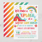 Regenboogwater Slide Birthday Uitnodiging (Voorkant / Achterkant)