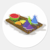 regenboogwatermeloen ronde sticker (Voorkant)