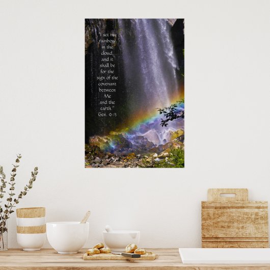 Regenboogwaterval w/Scriptversie Verse Poster (Keuken)