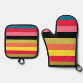 Regenboogwatervalstrips Ovenwant & Pannenlap Set (Voorkant)