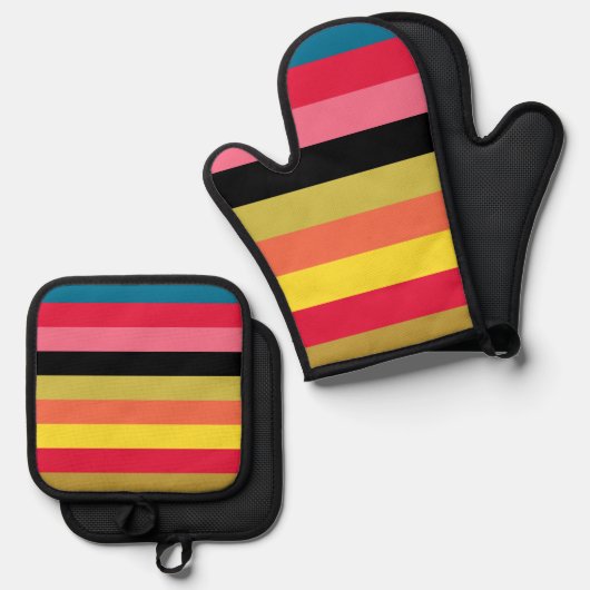Regenboogwatervalstrips Ovenwant & Pannenlap Set (Voorkant / Achterkant)