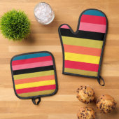 Regenboogwatervalstrips Ovenwant & Pannenlap Set (Top down)