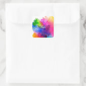 RegenboogWaterverf Abstract Vierkante Sticker (Tas)