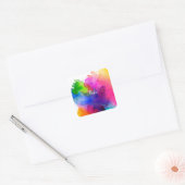 RegenboogWaterverf Abstract Vierkante Sticker (Envelop)