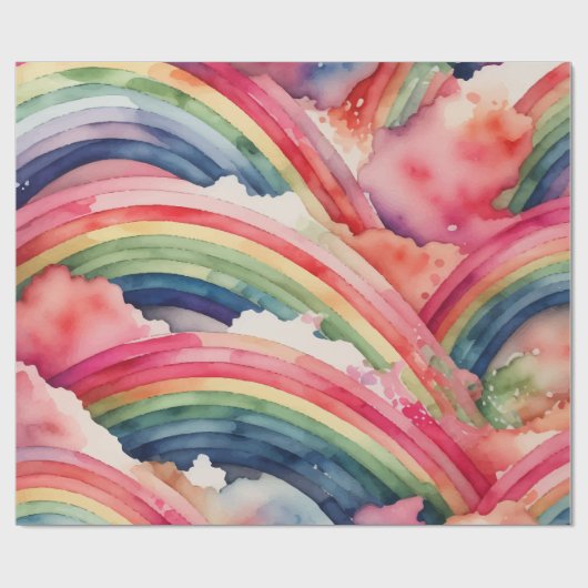 regenboogwaterverf cadeaupapier (Vlak)
