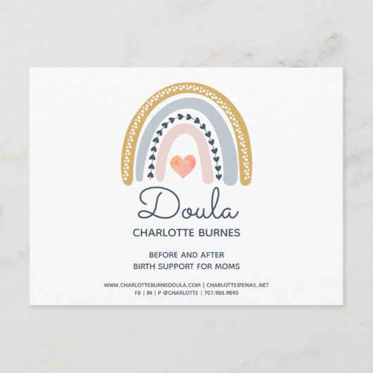 RegenboogWaterverf Doula Briefkaart (Voorkant)