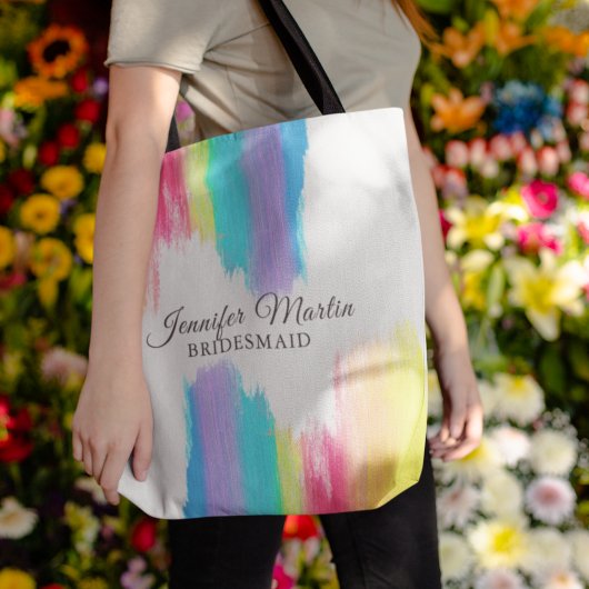 RegenboogWaterverf Elegant Bridesmaid Monogram Tote Bag