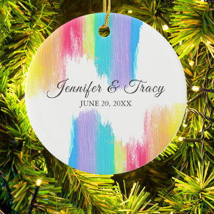 RegenboogWaterverf Elegant Couple Wedding Keepomwi Keramisch Ornament