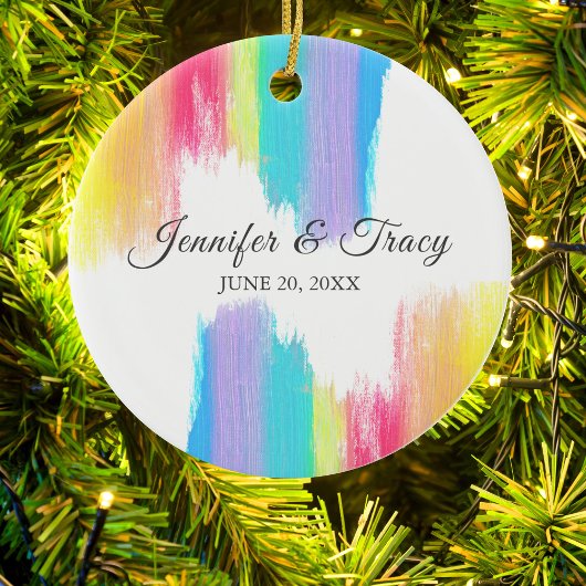 RegenboogWaterverf Elegant Couple Wedding Keepomwi Keramisch Ornament