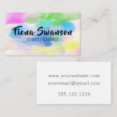 RegenboogWaterverf Feminine Handschrift Visitekaartje (Voorkant / Achterkant)