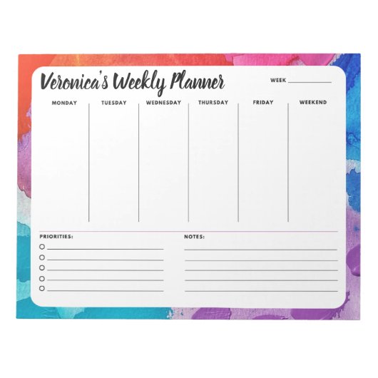 RegenboogWaterverf om een lijstblok te doen Notitieblok (Voorkant)