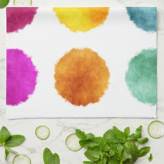 Regenboogwaterverf stippen theedoek (Gevouwen)