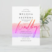 regenboogwaterverf-typografie bruiloft kaart (Staand voorkant)