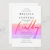 regenboogwaterverf-typografie bruiloft kaart (Voorkant / Achterkant)