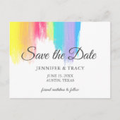 RegenboogWaterverf Verf Strokes Gay Pride Wedding Aankondigingskaart (Voorkant)