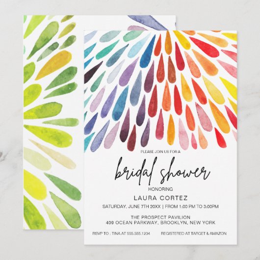 RegenboogWaterverf Vrijgezellenfeest Kaart (Voorkant / Achterkant)