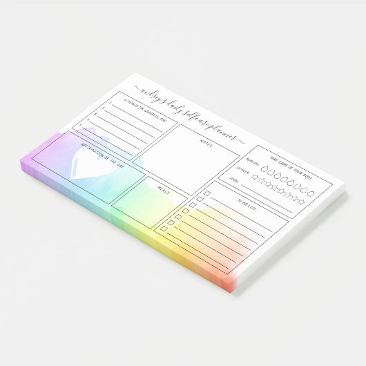RegenboogWaterverf Was Dagelijkse zorgplanner Post-it® Notes (Schuin)