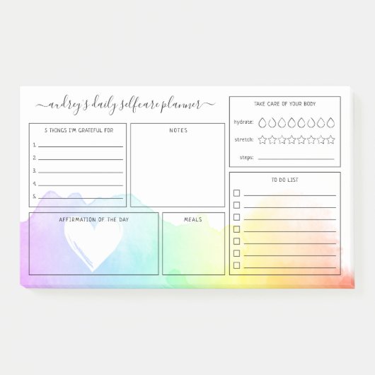 RegenboogWaterverf Was Dagelijkse zorgplanner Post-it® Notes (Voorkant)