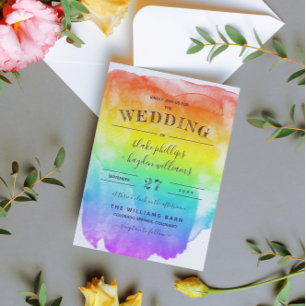 RegenboogWaterverf Wash Way Wedding Kaart