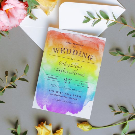 RegenboogWaterverf Wash Way Wedding Kaart