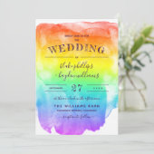 RegenboogWaterverf Wash Way Wedding Kaart (Staand voorkant)