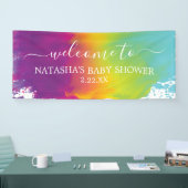 RegenboogWaterverf Welkom in Baby shower Spandoek (Beurs)