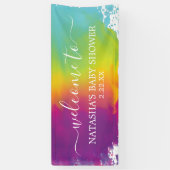 RegenboogWaterverf Welkom in Baby shower Spandoek (Verticaal)