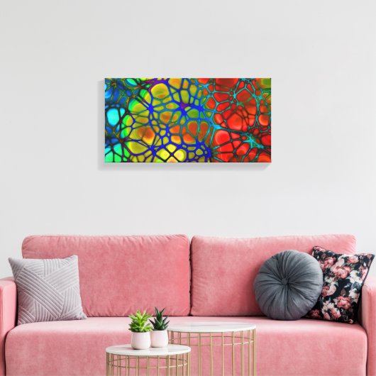 regenboogweb omwikkeld canvas afdruk (Insitu (Woonkamer))