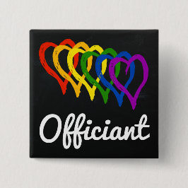 Regenboogweddenschap gelaagde hartenbeambte vierkante button 5,1 cm