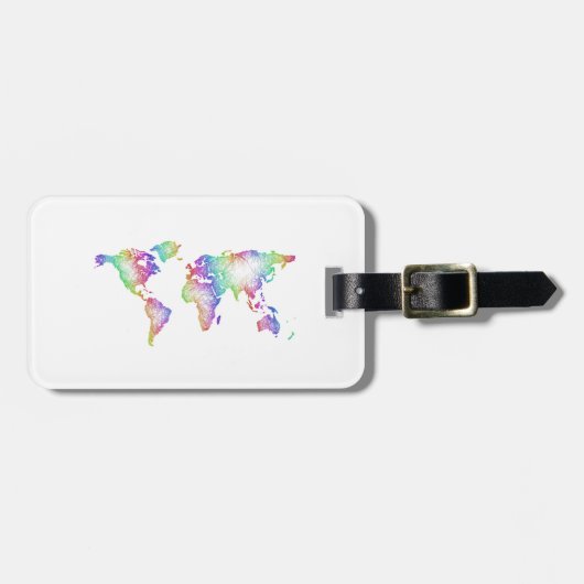 RegenboogWereldkaart Bagagelabel (Voorkant horizontaal)