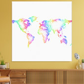 RegenboogWereldkaart Canvas Afdruk (Insitu (Woonkamer))