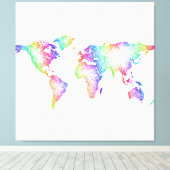 RegenboogWereldkaart Canvas Afdruk (Insitu (Houten vloer))